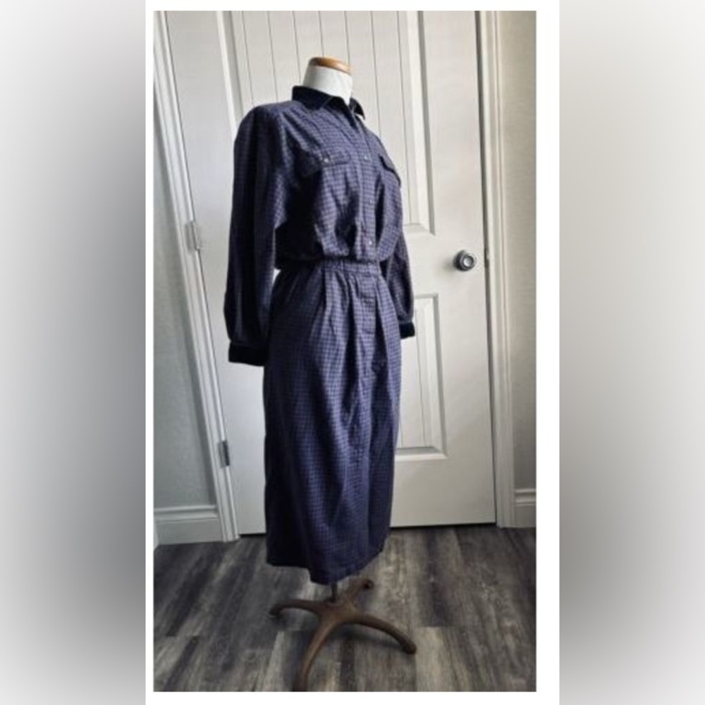 Eddie Bauer‎ Vintage Flannel Plaid Check Midi Dress Cotton Size Small